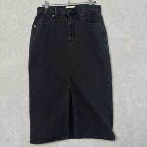 Universal Thread Denim Jean Skirt Y2K Front Slit Black Women's Size 4 (27" Waist